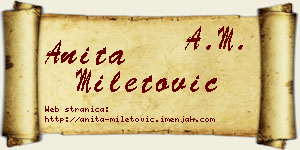 Anita Miletović vizit kartica